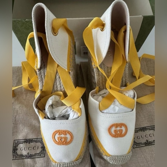 Gucci GG canvas wedge espadrilles EU Size 37.5 , US size 7.5 - Picture 5 of 11